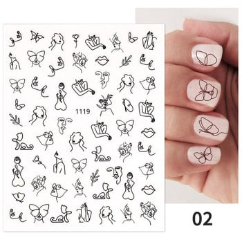 1Pcs Graffiti Picture Woman Face Design Абстрактни стикери за нокти Маникюр Nail Art Decoration Water Sticker Tips DIY Decoratia