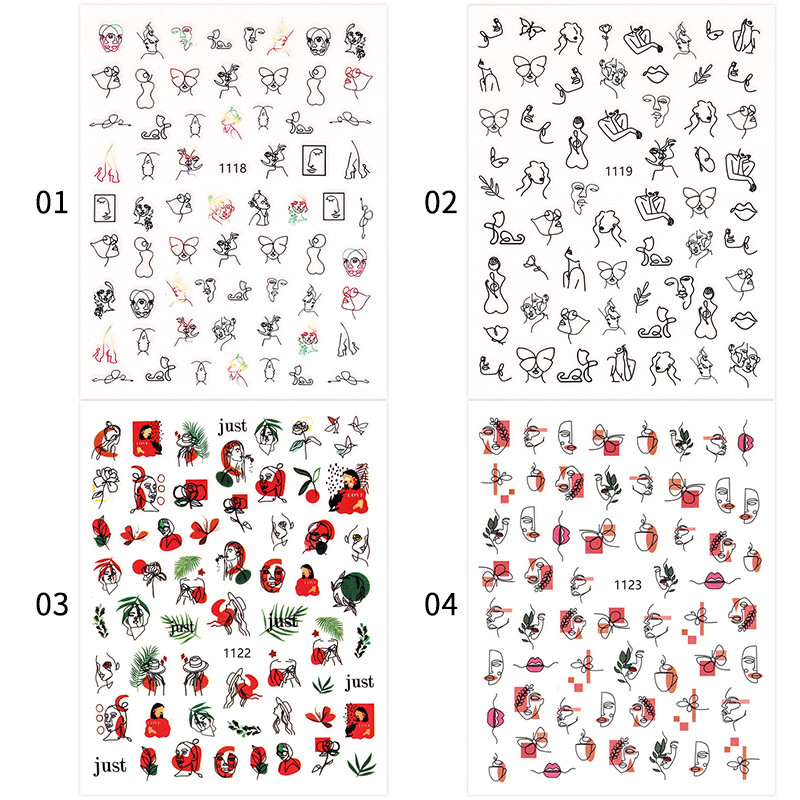 1 db Graffiti kép Női Arctervezés Absztrakt körömmatricák Manikűr körömdíszítés Vízmatrica tippek DIY Decoratia