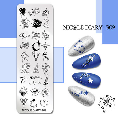 NICOLE DIARY Μαύρο Λευκό Λουλούδι Πλάκες Σφράγισης Wave Πρότυπα Γαλλικής Σφραγίδας Νυχιών Εκτύπωση Σχέδιο Στένσιλ Σφράγιση για Νύχια