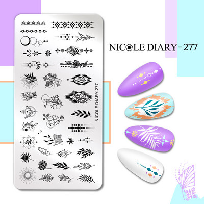 NICOLE DIARY Μαύρο Λευκό Λουλούδι Πλάκες Σφράγισης Wave Πρότυπα Γαλλικής Σφραγίδας Νυχιών Εκτύπωση Σχέδιο Στένσιλ Σφράγιση για Νύχια