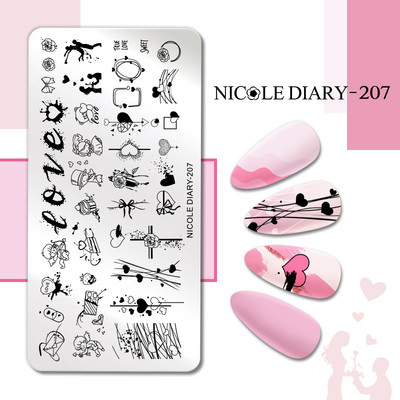 NICOLE DIARY Μαύρο Λευκό Λουλούδι Πλάκες Σφράγισης Wave Πρότυπα Γαλλικής Σφραγίδας Νυχιών Εκτύπωση Σχέδιο Στένσιλ Σφράγιση για Νύχια
