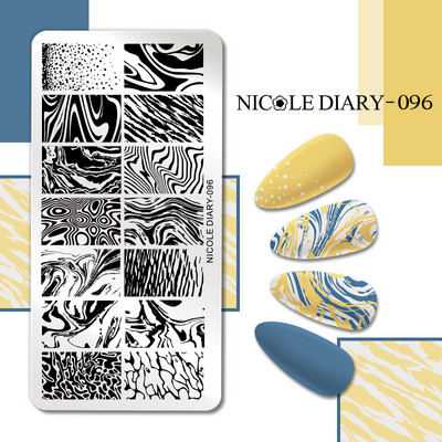 NICOLE DIARY Μαύρο Λευκό Λουλούδι Πλάκες Σφράγισης Wave Πρότυπα Γαλλικής Σφραγίδας Νυχιών Εκτύπωση Σχέδιο Στένσιλ Σφράγιση για Νύχια