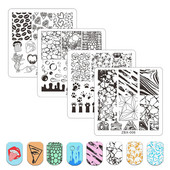 Φούσκα Vortex Stamping Plate Abstract Face Nail Art Templates Snake Graffiti Nail Stamping Template Tool Line Leaf Line