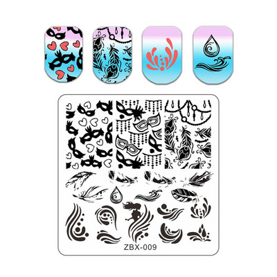 Φούσκα Vortex Stamping Plate Abstract Face Nail Art Templates Snake Graffiti Nail Stamping Template Tool Line Leaf Line