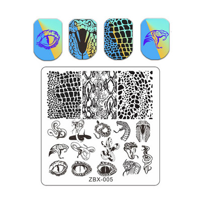 Φούσκα Vortex Stamping Plate Abstract Face Nail Art Templates Snake Graffiti Nail Stamping Template Tool Line Leaf Line