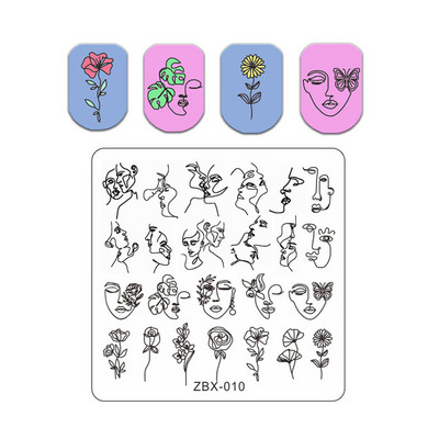 Φούσκα Vortex Stamping Plate Abstract Face Nail Art Templates Snake Graffiti Nail Stamping Template Tool Line Leaf Line