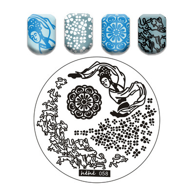 Φούσκα Vortex Stamping Plate Abstract Face Nail Art Templates Snake Graffiti Nail Stamping Template Tool Line Leaf Line