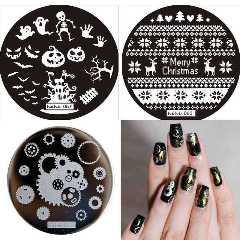 1 db sakktábla körömbélyegző lemez geometriai fekete-fehér körömképsablon gyémánt/négyzet alakú körömbélyegzős bélyegzőlemez #2