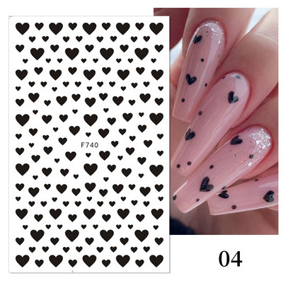 Heart Love Design Valentin napi 3D köröm matricák ezüst öntapadó csúszkák körömdíszítések köröm kiegészítők