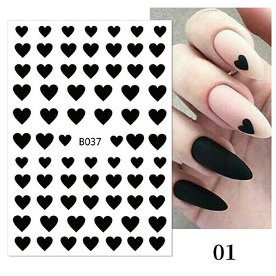 Heart Love Design Valentin napi 3D köröm matricák ezüst öntapadó csúszkák körömdíszítések köröm kiegészítők