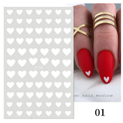 Heart Love Design Valentin napi 3D köröm matricák ezüst öntapadó csúszkák körömdíszítések köröm kiegészítők