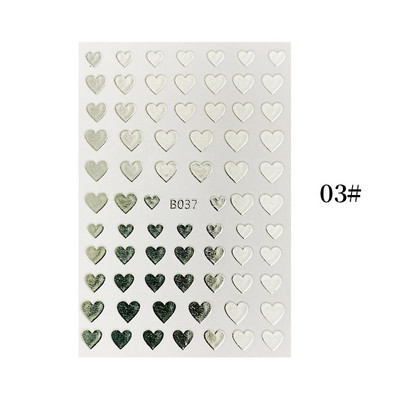 Heart Love Design Valentin napi 3D köröm matricák ezüst öntapadó csúszkák körömdíszítések köröm kiegészítők