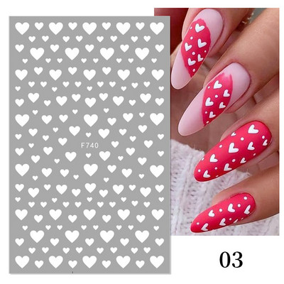 Heart Love Design Valentin napi 3D köröm matricák ezüst öntapadó csúszkák körömdíszítések köröm kiegészítők