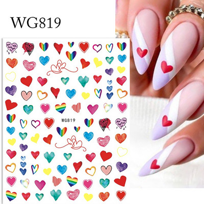Heart Love Design Valentin napi 3D köröm matricák ezüst öntapadó csúszkák körömdíszítések köröm kiegészítők