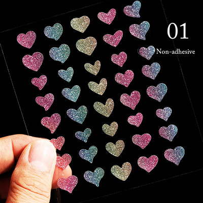 Heart Love Design Valentin napi 3D köröm matricák ezüst öntapadó csúszkák körömdíszítések köröm kiegészítők