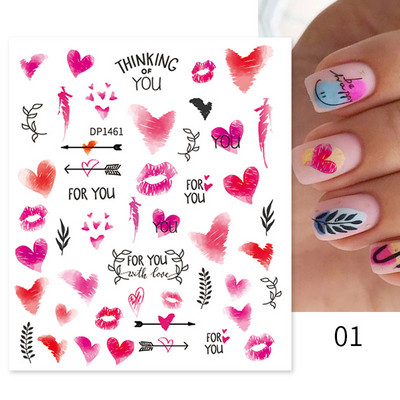 Heart Love Design Valentin napi 3D köröm matricák ezüst öntapadó csúszkák körömdíszítések köröm kiegészítők