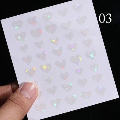 Heart Love Design Valentin napi 3D köröm matricák ezüst öntapadó csúszkák körömdíszítések köröm kiegészítők