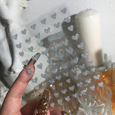 Heart Love Design Valentin napi 3D köröm matricák ezüst öntapadó csúszkák körömdíszítések köröm kiegészítők