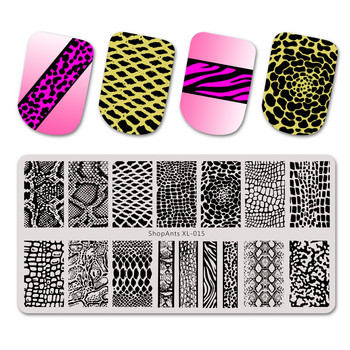 ShopAnts Плоча за щамповане на нокти Изображение на змийска кожа Естествен модел Печат на шаблони от неръждаема стомана Шаблони за печати за нокти 6*12 см