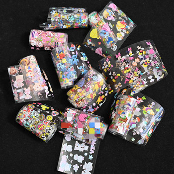 100X4cm Cartoon Print Transfer Foil Box 100x4cm 10Rolls Αυτοκόλλητα Cartoon Αυτοκόλλητα Nail Art Foil τρισδιάστατη διακόσμηση Foils Αυτοκόλλητα