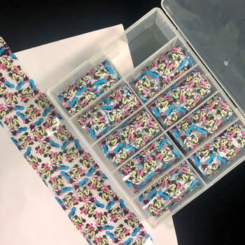 100X4cm Cartoon Print Transfer Foil Box 100x4cm 10Rolls Αυτοκόλλητα Cartoon Αυτοκόλλητα Nail Art Foil τρισδιάστατη διακόσμηση Foils Αυτοκόλλητα