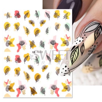 Luxury Gold Leaves Nail Art Μανικιούρ Σχέδιο σφενδάμου Ολογραφικά αυτοκόλλητα με πλήρες κάλυμμα αυτοκόλλητο συρόμενο DIY Decor Foils SASW-T025