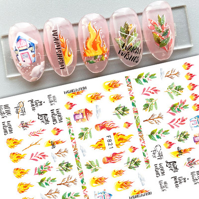 Luksuslikud kuldlehed küünekunsti maniküür vahtralehe kujundusega holograafilised kleebised täiskaanega liimliugur DIY dekoorfooliumid SASW-T025