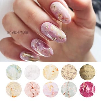 10PCS Мраморна серия Фолиа за нокти Nail Art Трансферно фолио Стикери Хартиен плъзгач Водна лепилна стикера за маникюр Декорации