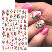 3D Gradient Purple Tulips Nail Sticker Yellow Tulip Flower Nails Supplies Fruit Watermelon Art Αυτοκόλλητα μανικιούρ Συμβουλές για μέρη F882