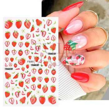 3D Gradient Purple Tulips Nail Sticker Yellow Tulip Flower Nails Supplies Fruit Watermelon Art Αυτοκόλλητα μανικιούρ Συμβουλές για μέρη F882