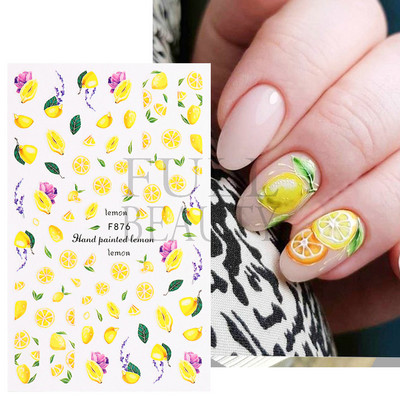 3D Gradient Purple Tulips Nail Sticker Yellow Tulip Flower Nails Supplies Fruit Watermelon Art Αυτοκόλλητα μανικιούρ Συμβουλές για μέρη F882