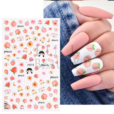 3D Gradient Purple Tulips Nail Sticker Yellow Tulip Flower Nails Supplies Fruit Watermelon Art Αυτοκόλλητα μανικιούρ Συμβουλές για μέρη F882