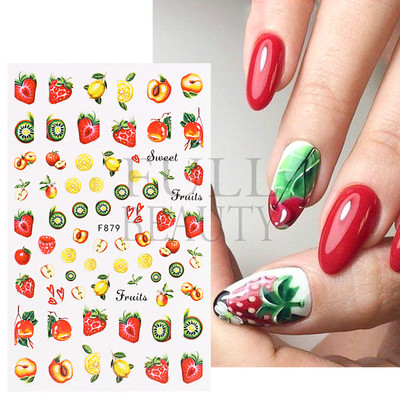 3D Gradient Purple Tulips Nail Sticker Yellow Tulip Flower Nails Supplies Fruit Watermelon Art Αυτοκόλλητα μανικιούρ Συμβουλές για μέρη F882
