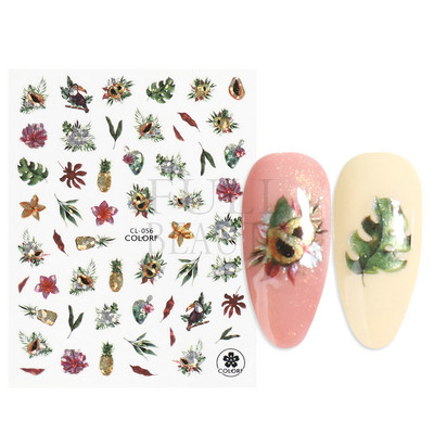 3D Gradient Purple Tulips Nail Sticker Yellow Tulip Flower Nails Supplies Fruit Watermelon Art Αυτοκόλλητα μανικιούρ Συμβουλές για μέρη F882