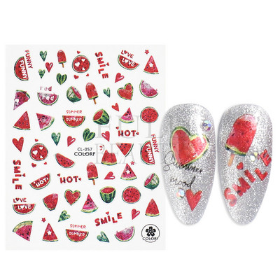 3D Gradient Purple Tulips Nail Sticker Yellow Tulip Flower Nails Supplies Fruit Watermelon Art Αυτοκόλλητα μανικιούρ Συμβουλές για μέρη F882