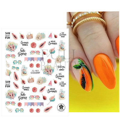 3D Gradient Purple Tulips Nail Sticker Yellow Tulip Flower Nails Supplies Fruit Watermelon Art Αυτοκόλλητα μανικιούρ Συμβουλές για μέρη F882