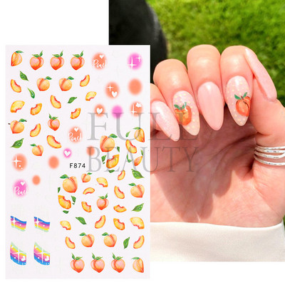 3D Gradient Purple Tulips Nail Sticker Yellow Tulip Flower Nails Supplies Fruit Watermelon Art Αυτοκόλλητα μανικιούρ Συμβουλές για μέρη F882