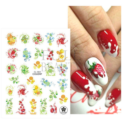 3D Gradient Purple Tulips Nail Sticker Yellow Tulip Flower Nails Supplies Fruit Watermelon Art Αυτοκόλλητα μανικιούρ Συμβουλές για μέρη F882