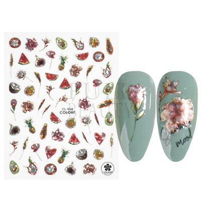 3D Gradient Purple Tulips Nail Sticker Yellow Tulip Flower Nails Supplies Fruit Watermelon Art Αυτοκόλλητα μανικιούρ Συμβουλές για μέρη F882