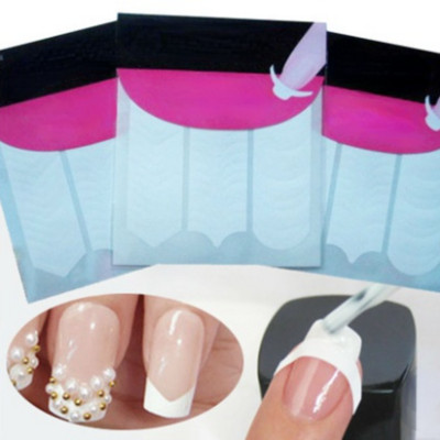 48 buc/pachet Autocolante franțuzești pentru unghii Bandă de manichiură Nail Art Form Ghiduri pentru vârful degetelor Autocolant DIY Line Sfaturi Autocolante și Decalcomanii