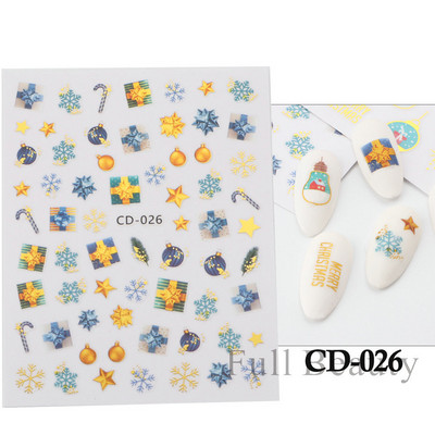 Χριστουγεννιάτικο Gingerbread Man Snowflake 3D αυτοκόλλητα νυχιών Χαριτωμένα κινούμενα σχέδια Penguin Bell Xmas Sliders Χαλκομανίες Χειμερινές διακοσμήσεις NFSTZCS190
