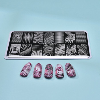 Нови дизайни от 2021 г. Популярни плочи за щамповане на изкуството за нокти Спираловидна вълна на точки Nail Art Printing Plate Шаблон за щамповане Мухъл Инструменти за ноктопластика