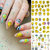 12 mustrit Trippy Smile Näoküüned Vesikleebised Seene Slider Kleebised Trippy Nail Art Rainbow Transfer Kleebised Kleebised Silmad