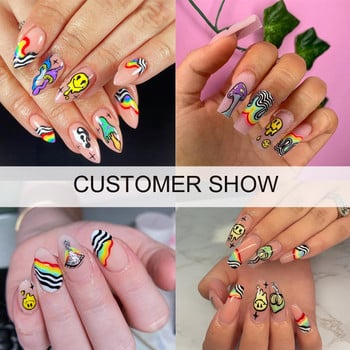 12 модела Trippy Smile Face Nails Water Decals Mushroom Slider Decals Trippy Nail Art Rainbow Transfer Sticker Decals Eyes