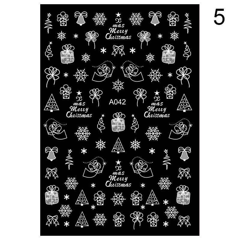 Χειμερινό Χριστουγεννιάτικο 3D αυτοκόλλητο νυχιών Χριστουγεννιάτικη Αλυκή Santa Snowflake Rabbit Slider Σχέδιο βερνίκι νυχιών χαλκομανίες Nail Art DIY διακόσμηση