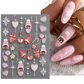 5D Relief Cute Bears Snow Nails Αυτοκόλλητα Χειμερινά γάντια Snowflake Χριστουγεννιάτικη διακόσμηση Σχέδιο μανικιούρ Αυτοκόλλητα για το νέο έτος JI-5D20