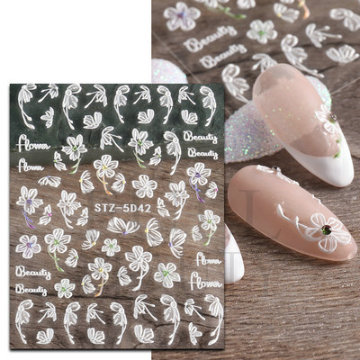 5D Relief Cute Bears Snow Nails Αυτοκόλλητα Χειμερινά γάντια Snowflake Χριστουγεννιάτικη διακόσμηση Σχέδιο μανικιούρ Αυτοκόλλητα για το νέο έτος JI-5D20