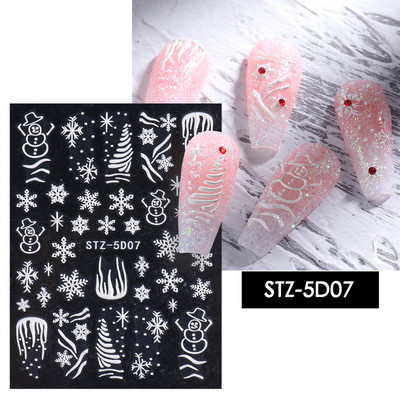 5D Relief Cute Bears Snow Nails Αυτοκόλλητα Χειμερινά γάντια Snowflake Χριστουγεννιάτικη διακόσμηση Σχέδιο μανικιούρ Αυτοκόλλητα για το νέο έτος JI-5D20