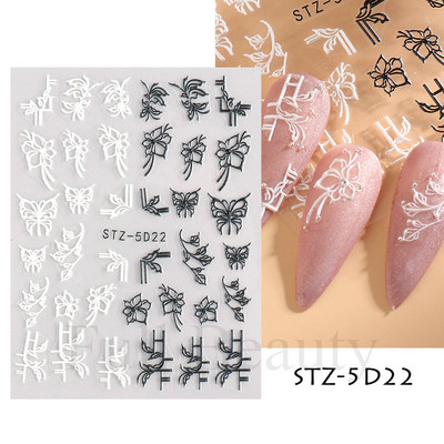 5D Relief Cute Bears Snow Nails Αυτοκόλλητα Χειμερινά γάντια Snowflake Χριστουγεννιάτικη διακόσμηση Σχέδιο μανικιούρ Αυτοκόλλητα για το νέο έτος JI-5D20