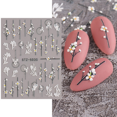 5D Relief Cute Bears Snow Nails Αυτοκόλλητα Χειμερινά γάντια Snowflake Χριστουγεννιάτικη διακόσμηση Σχέδιο μανικιούρ Αυτοκόλλητα για το νέο έτος JI-5D20
